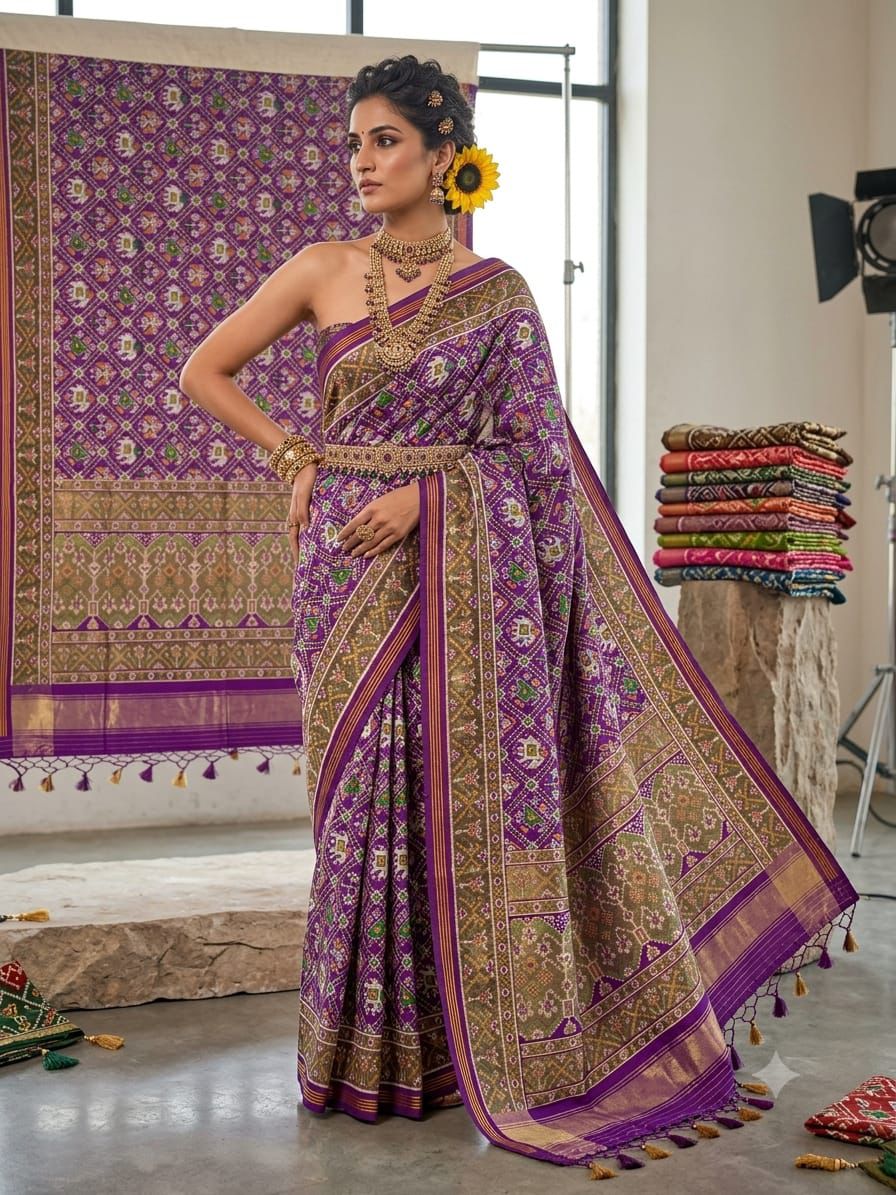Original Patola Soft Banarasi Silk Saree | Manekchowk Design with Real Jari Kasab Weaving