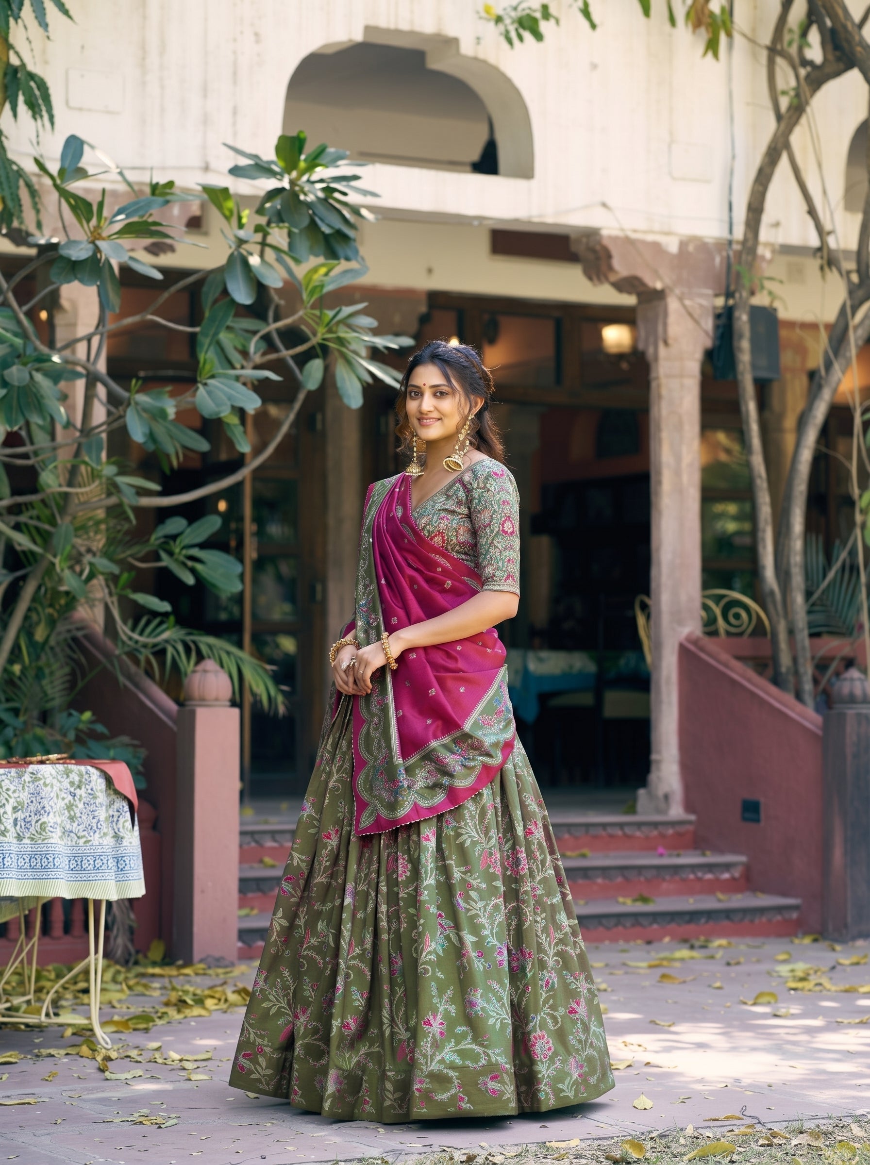 Pure Dolla Tussar Silk Foil Print Lehenga Choli with Heavy Dupatta