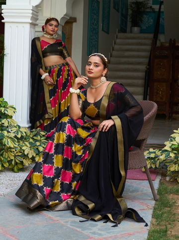 Premium Dola Jacquard Silk Foil Print Lehenga Choli with Georgette Dupatta