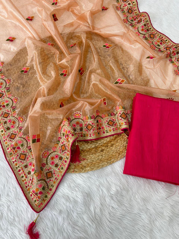 Joy Feel Siya Embroidered Twill Net Saree | JF-5082