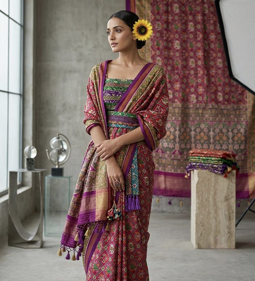 Original Patola Soft Banarasi Silk Saree | Manekchowk Design with Real Jari Kasab Weaving