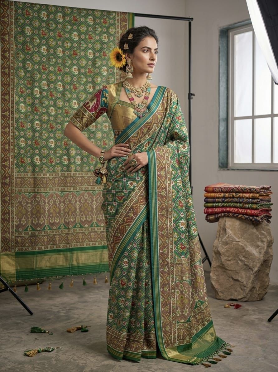 Original Patola Soft Banarasi Silk Saree | Manekchowk Design with Real Jari Kasab Weaving