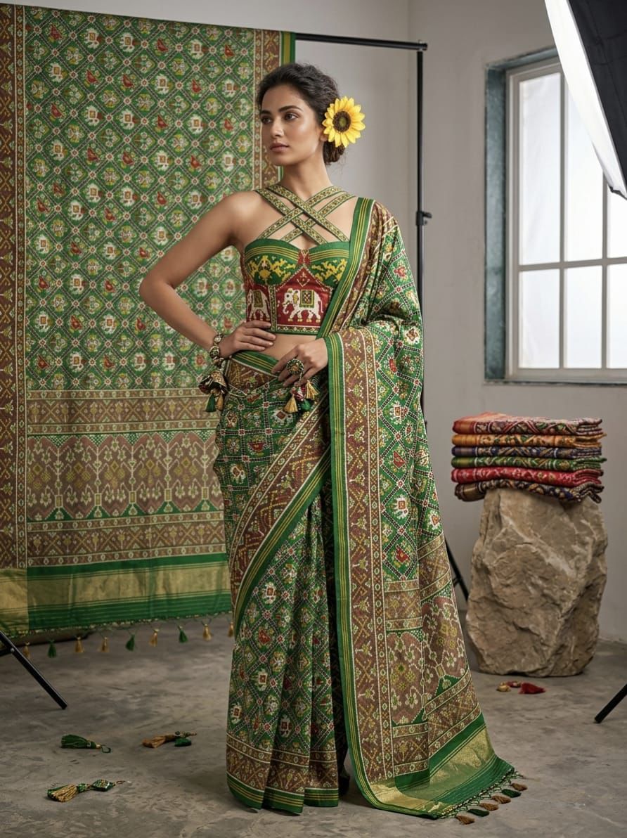 Original Patola Soft Banarasi Silk Saree | Manekchowk Design with Real Jari Kasab Weaving