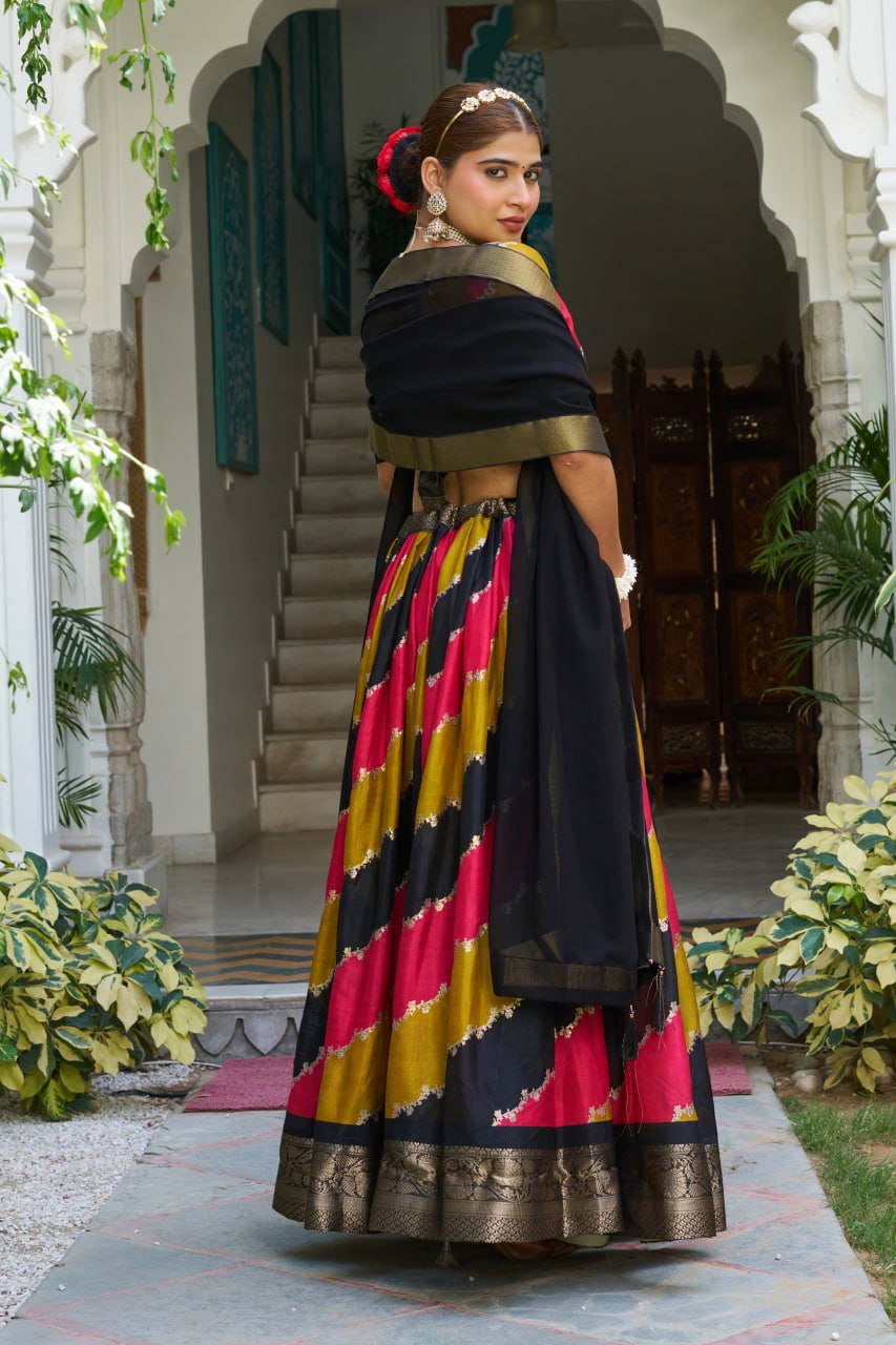 Premium Dola Jacquard Silk Foil Print Lehenga Choli with Georgette Dupatta