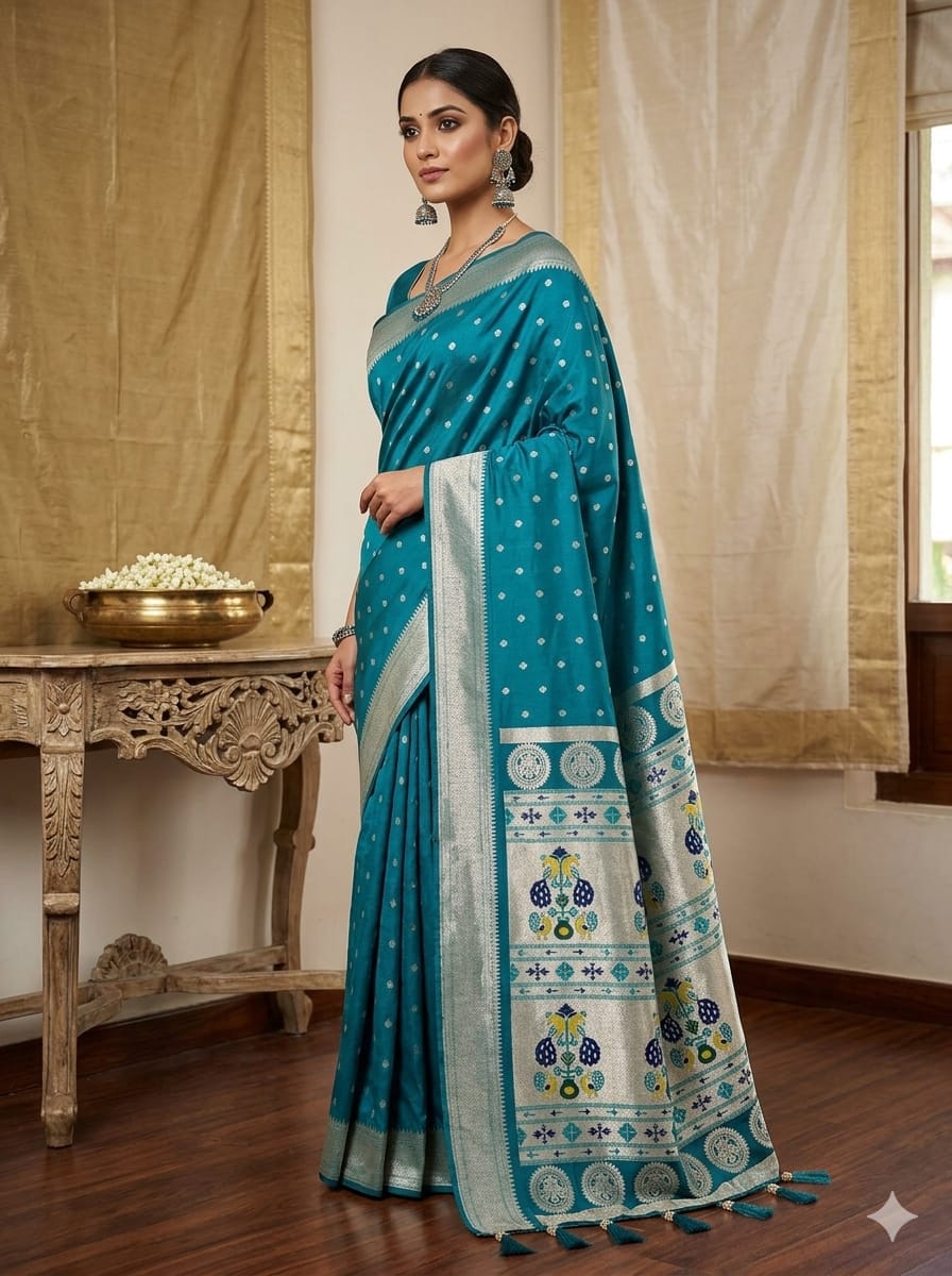 Premium Kalanjali Paithani Silk Saree with Traditional Peacock Pallu