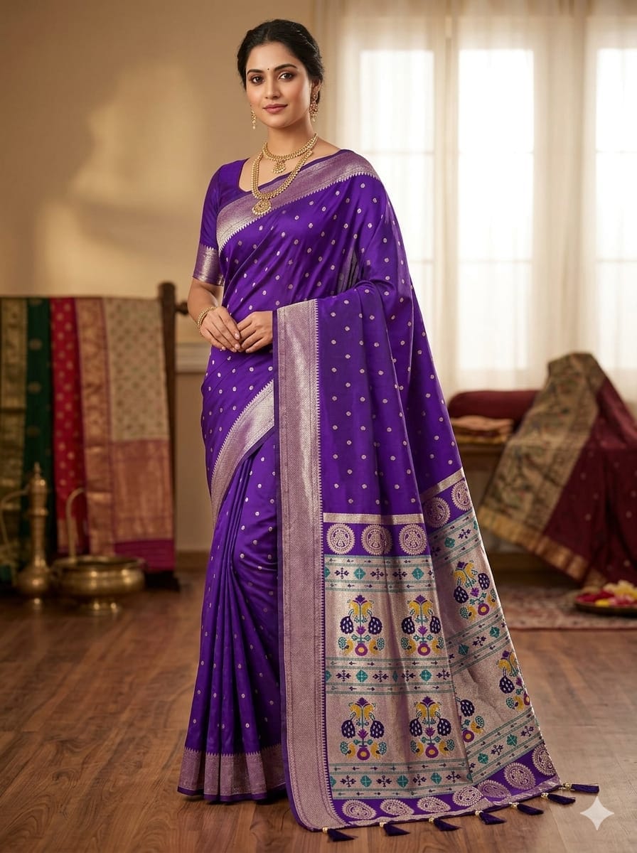 Premium Kalanjali Paithani Silk Saree with Traditional Peacock Pallu