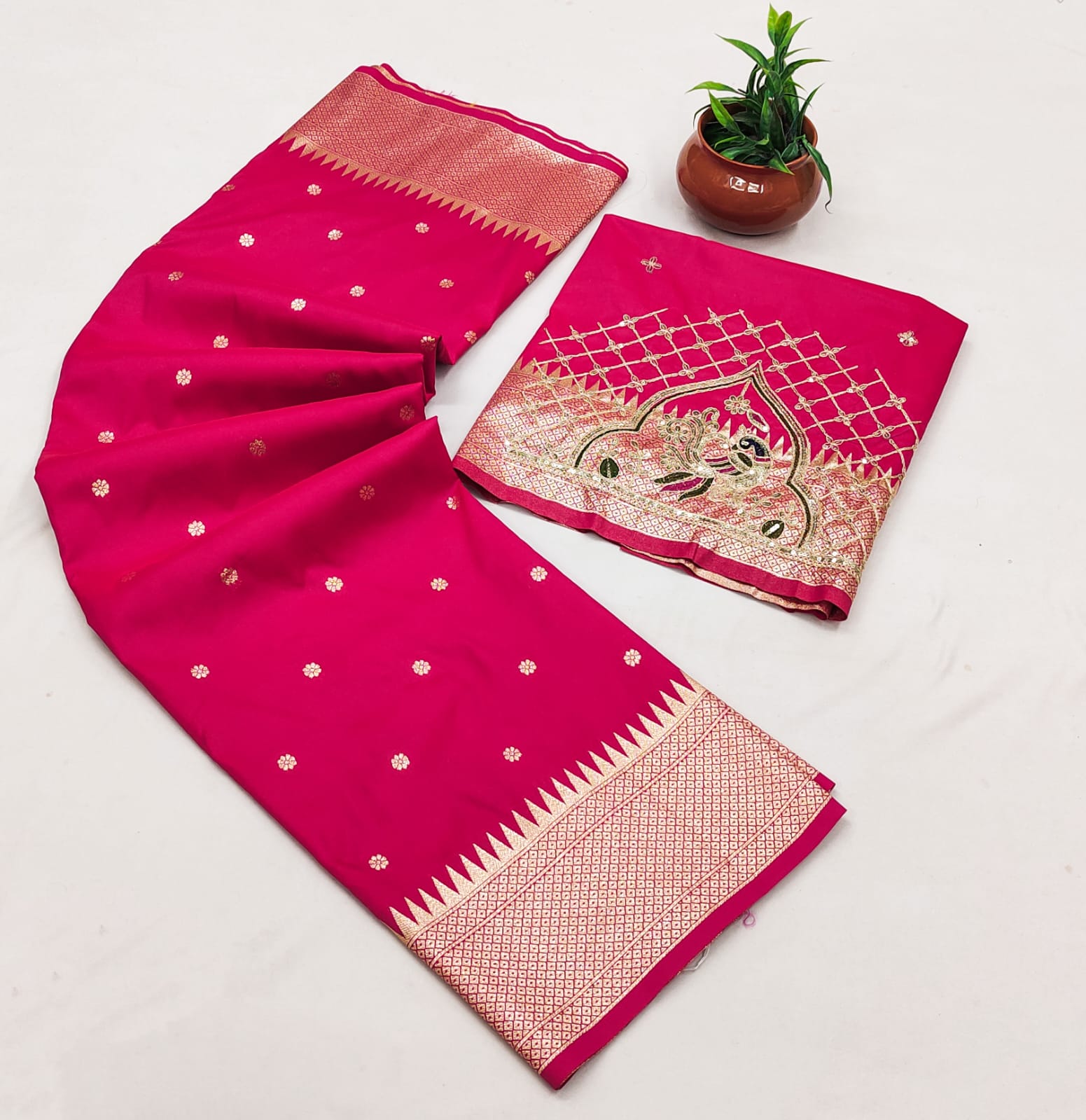 Rajlaxmi Paithani Silk Saree with Rich Peacock Pallu & Designer Handwork Aari Work Blouse