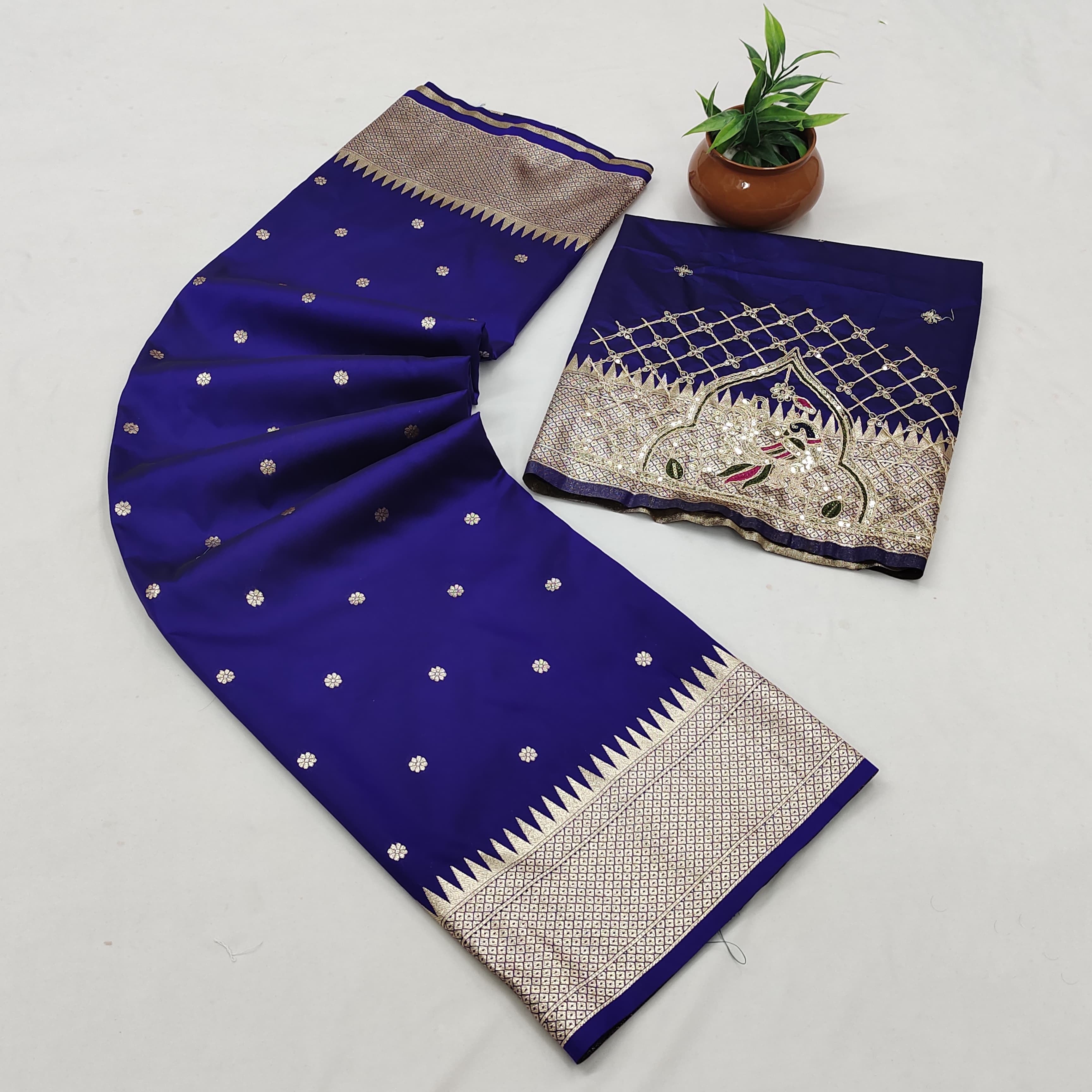 Rajlaxmi Paithani Silk Saree with Rich Peacock Pallu & Designer Handwork Aari Work Blouse