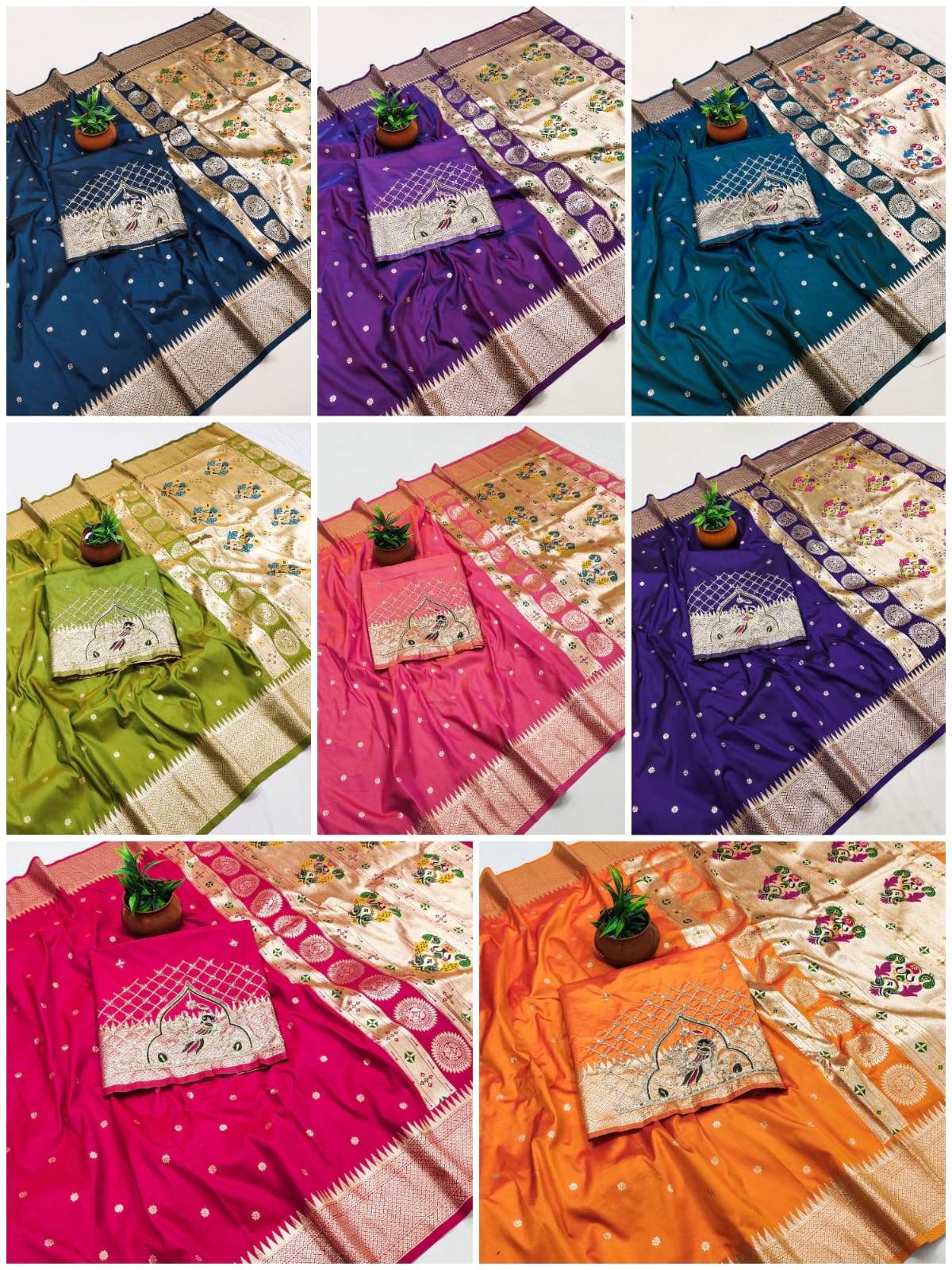 Rajlaxmi Paithani Silk Saree with Rich Peacock Pallu & Designer Handwork Aari Work Blouse