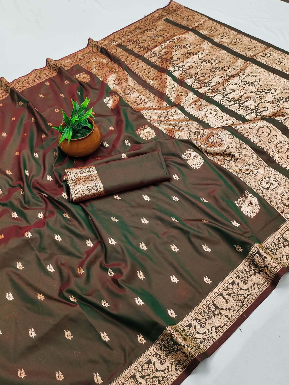 Premium Bomkai Paithani Silk Saree with Rich Peacock Border