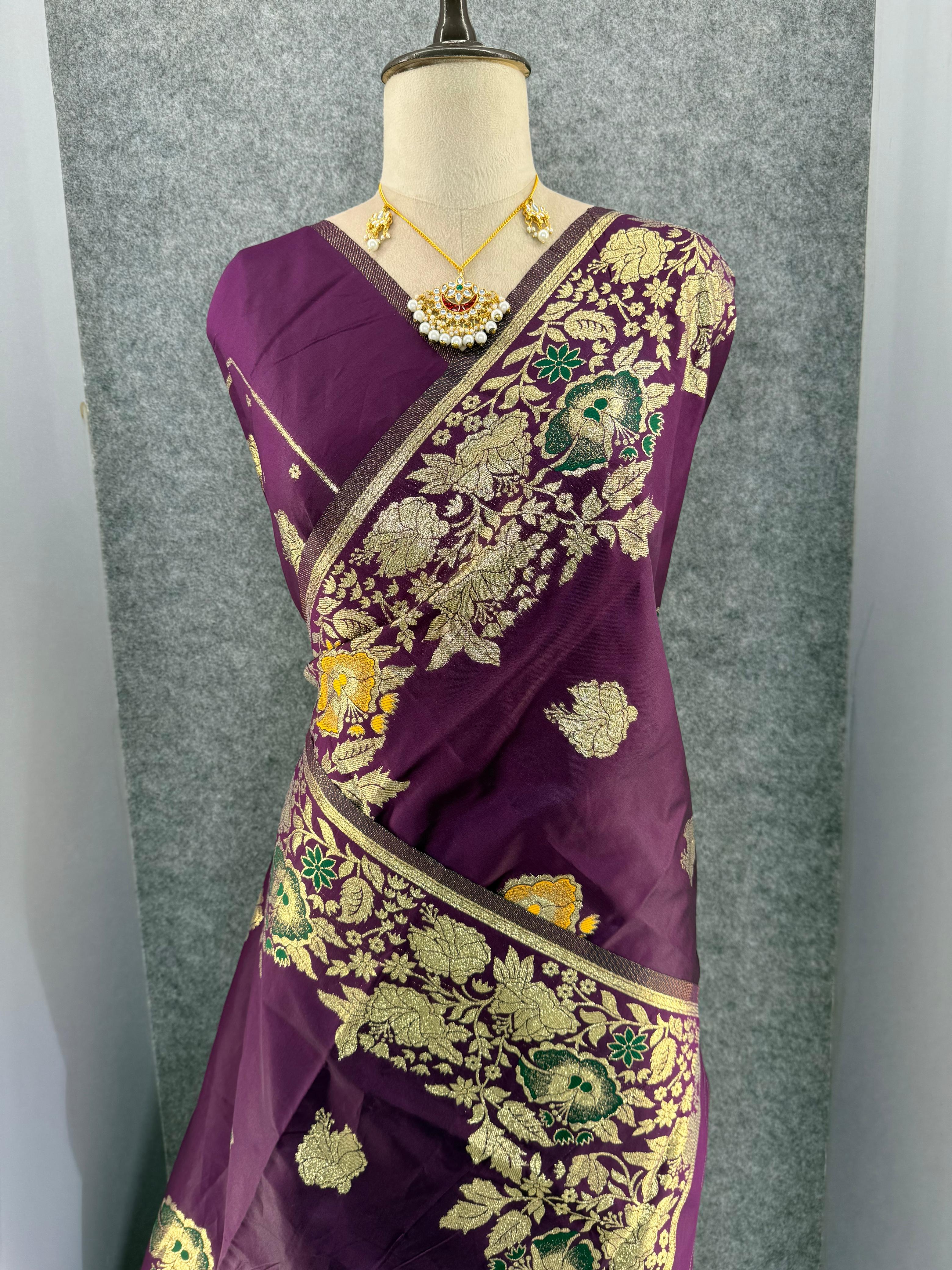 Pure Banarasi Silk Saree with Rich Zari Weaving Pallu