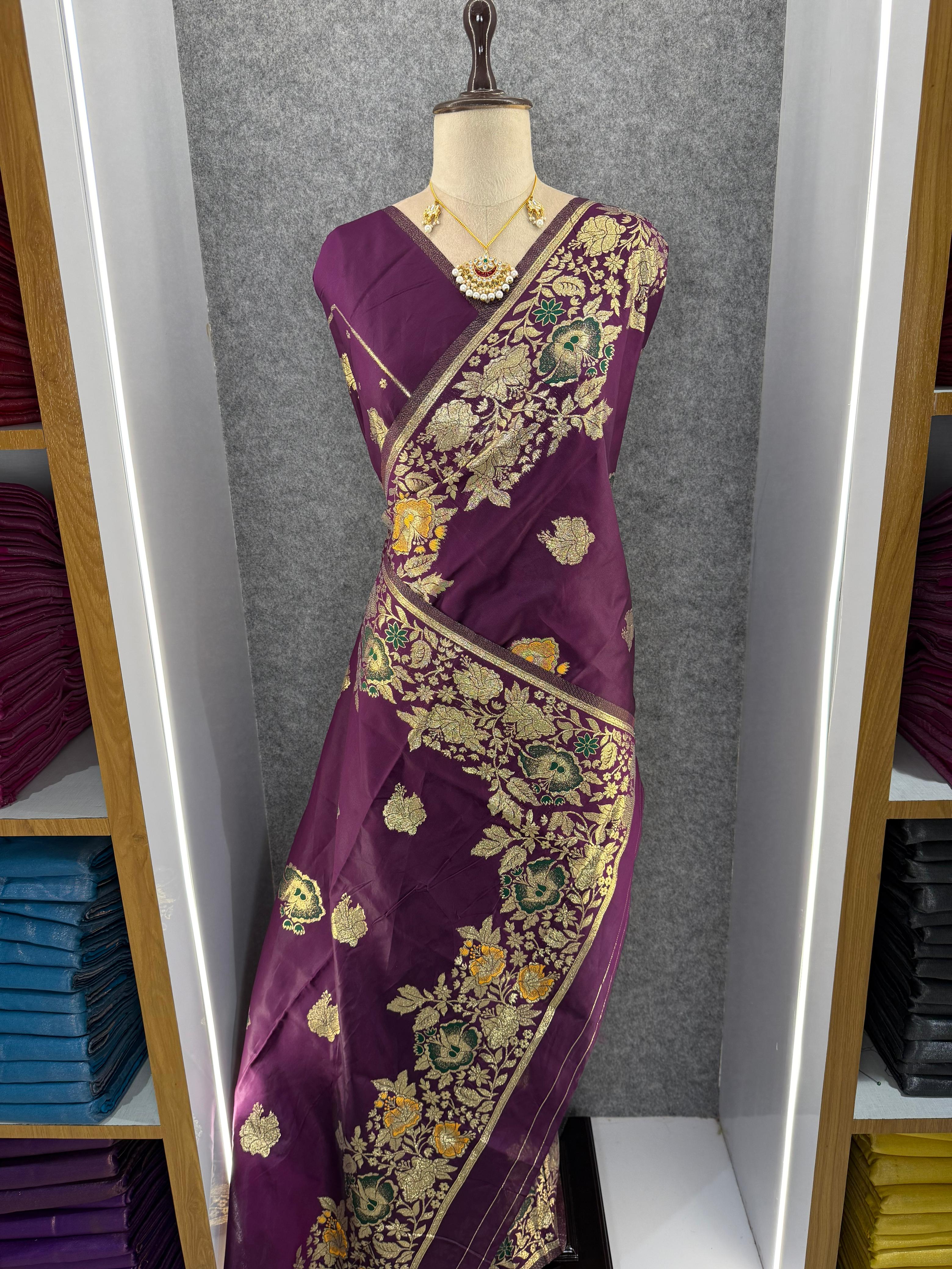 Pure Banarasi Silk Saree with Rich Zari Weaving Pallu