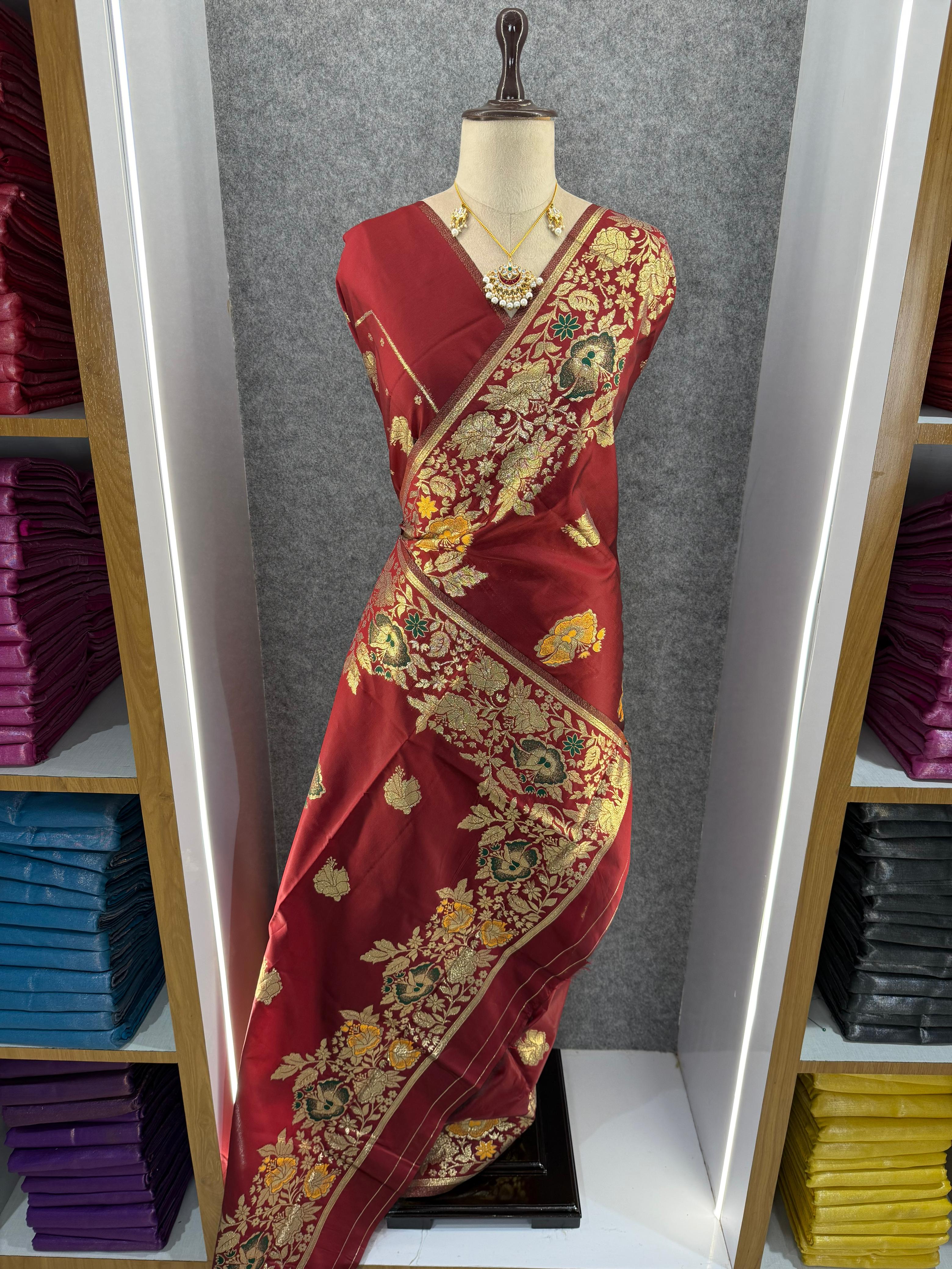 Pure Banarasi Silk Saree with Rich Zari Weaving Pallu
