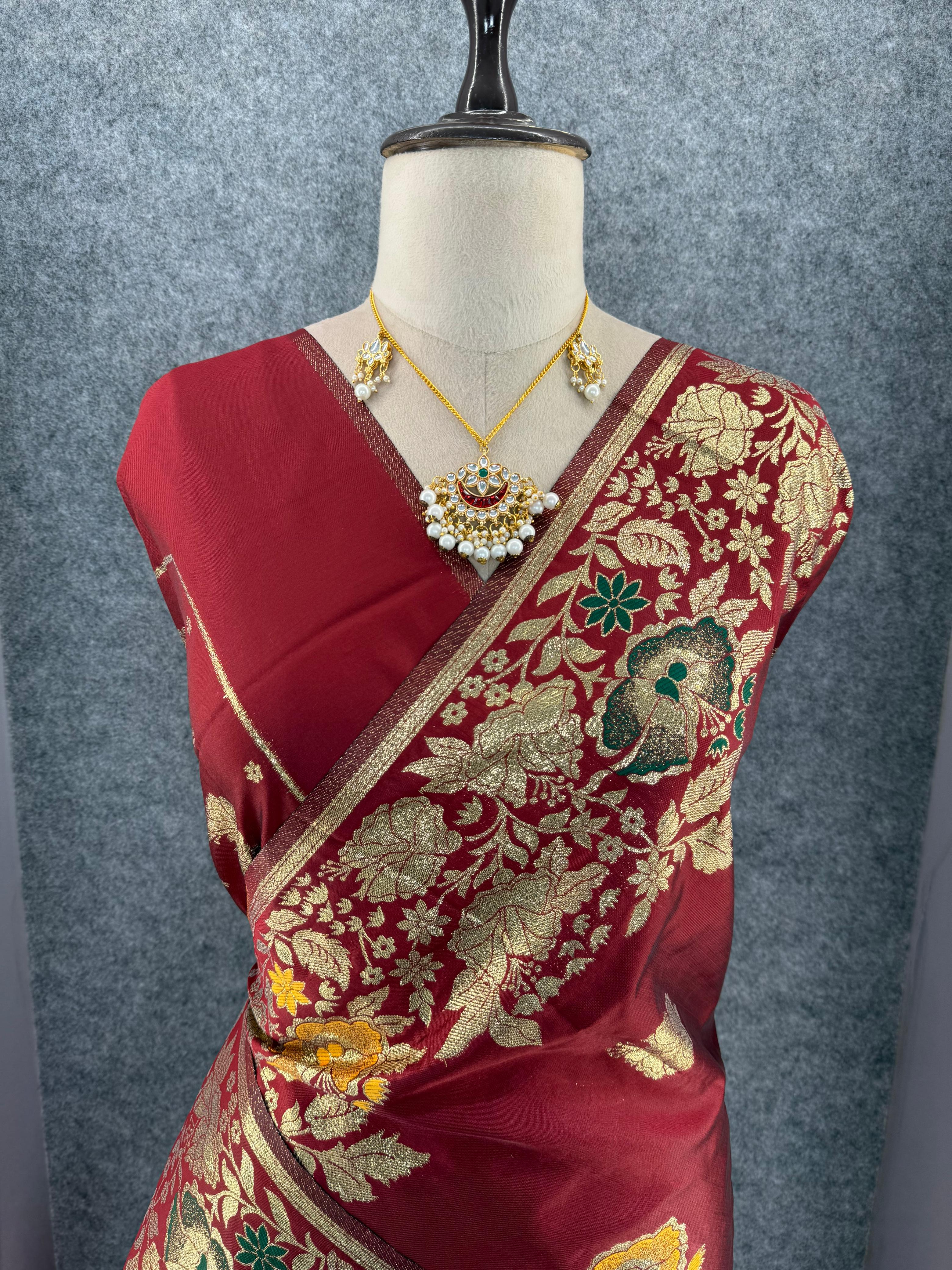 Pure Banarasi Silk Saree with Rich Zari Weaving Pallu