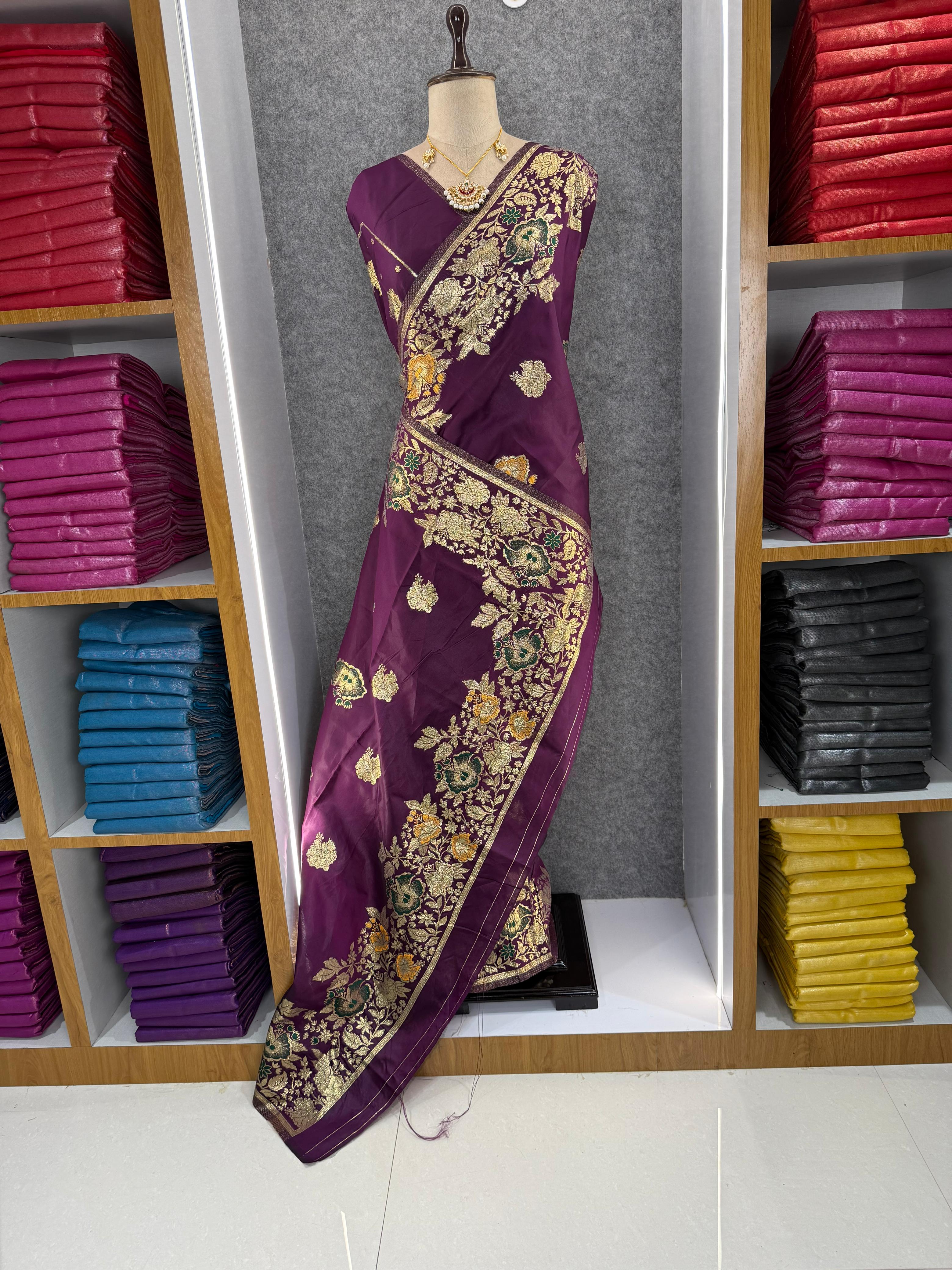 Pure Banarasi Silk Saree with Rich Zari Weaving Pallu