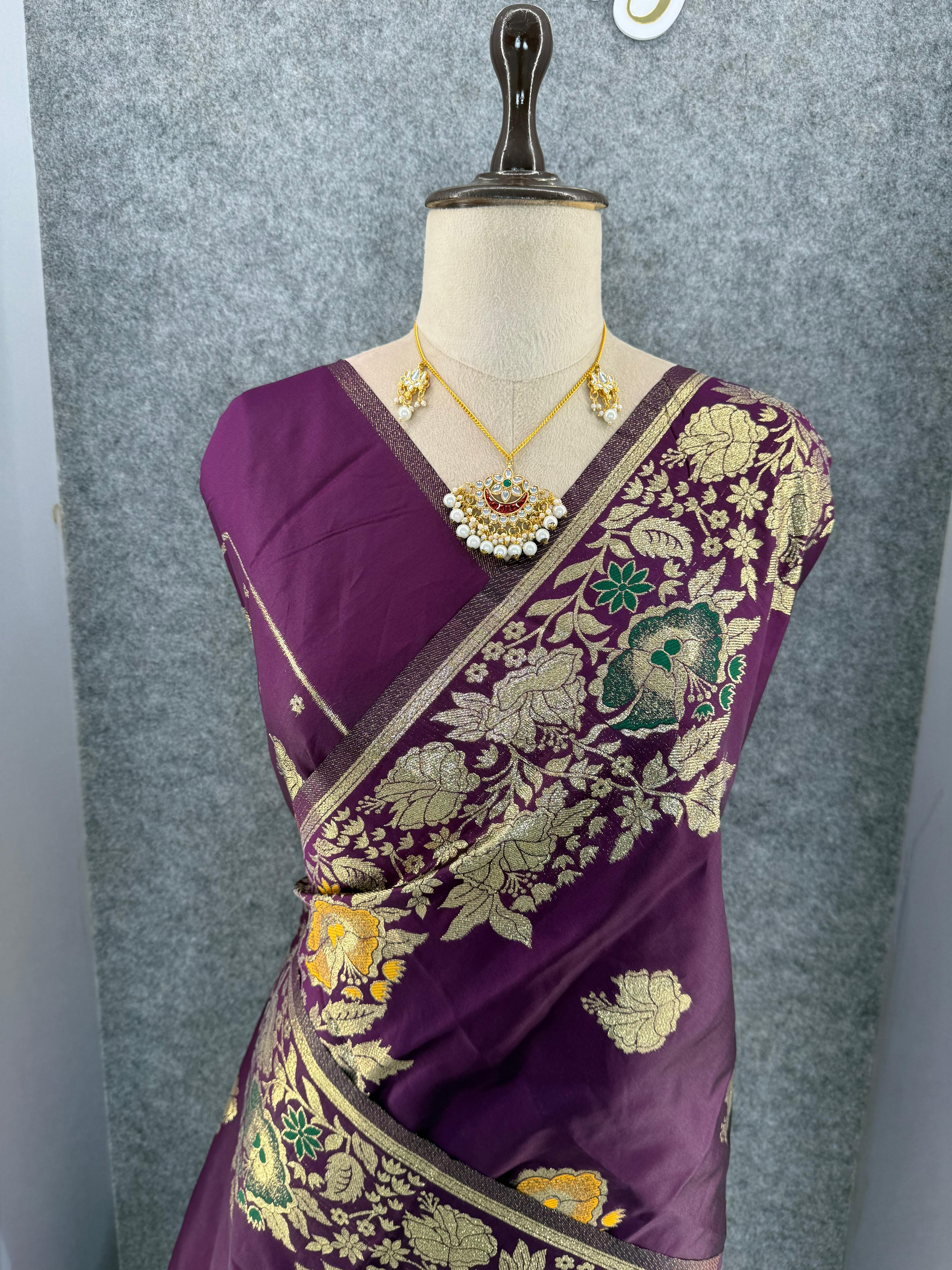 Pure Banarasi Silk Saree with Rich Zari Weaving Pallu