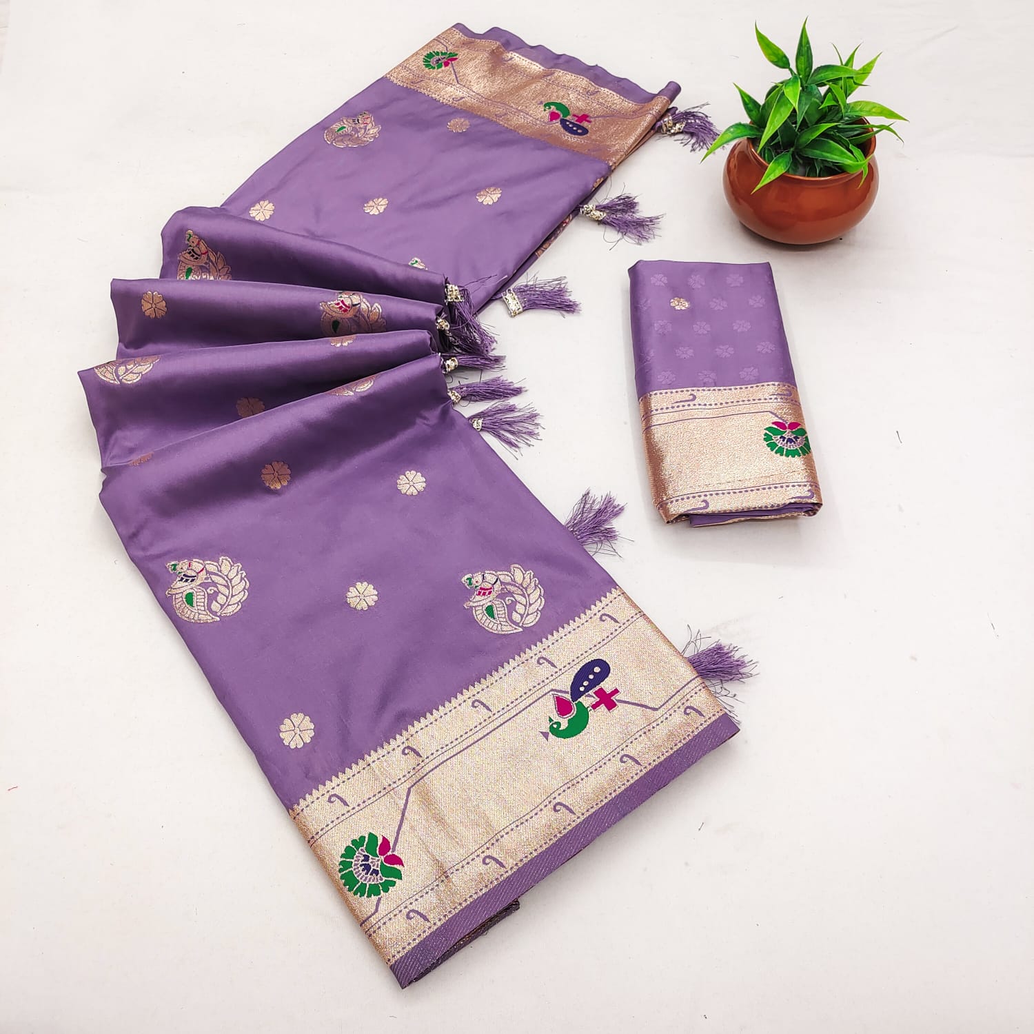 Pure Peshwai Bomkai Paithani Silk Saree with Rich Peacock Zari Pallu
