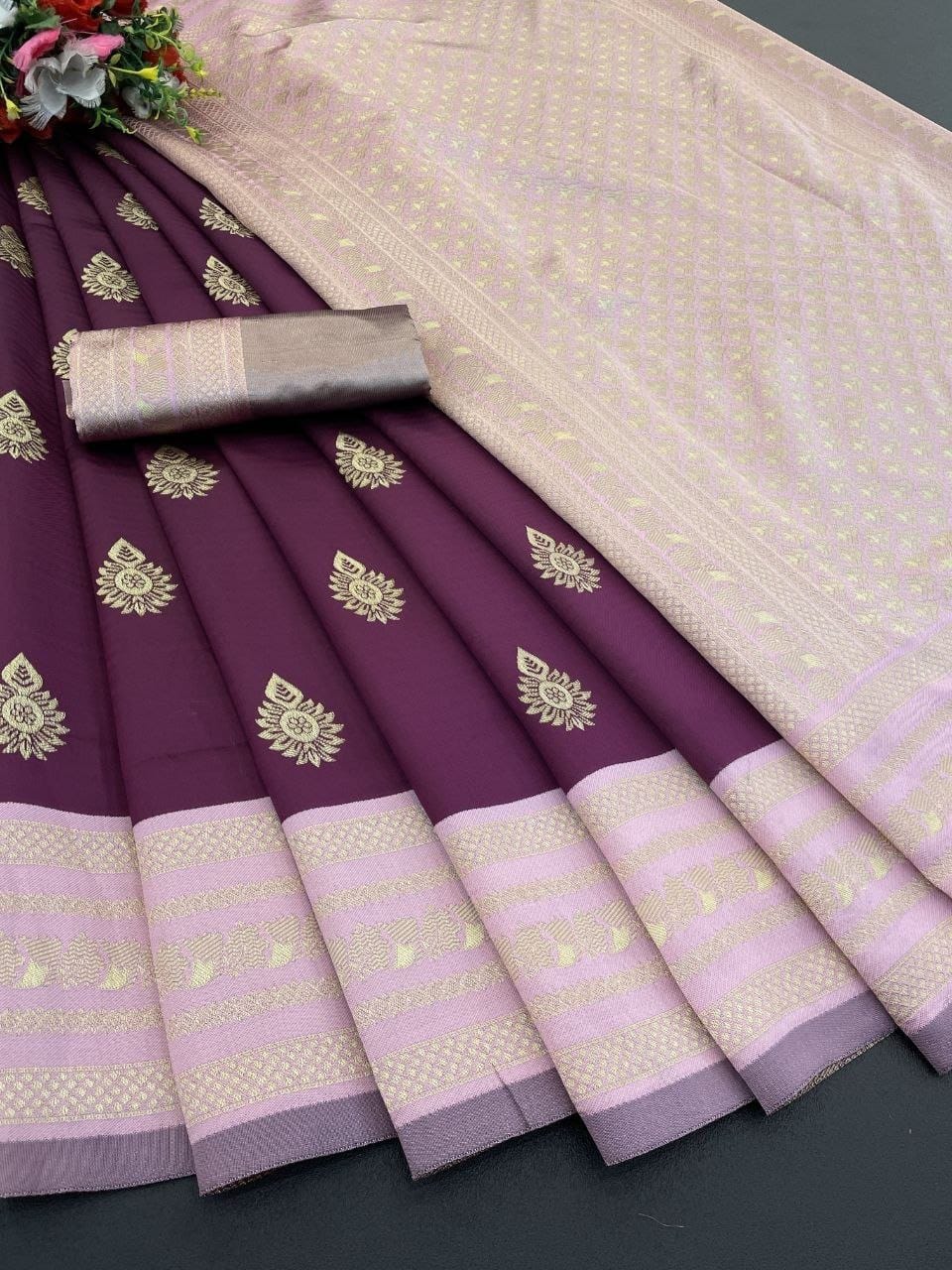 Ishika Soft Lichi Silk Saree with Rich Jacquard Border & Pallu | Wedding & Party Wear Saree