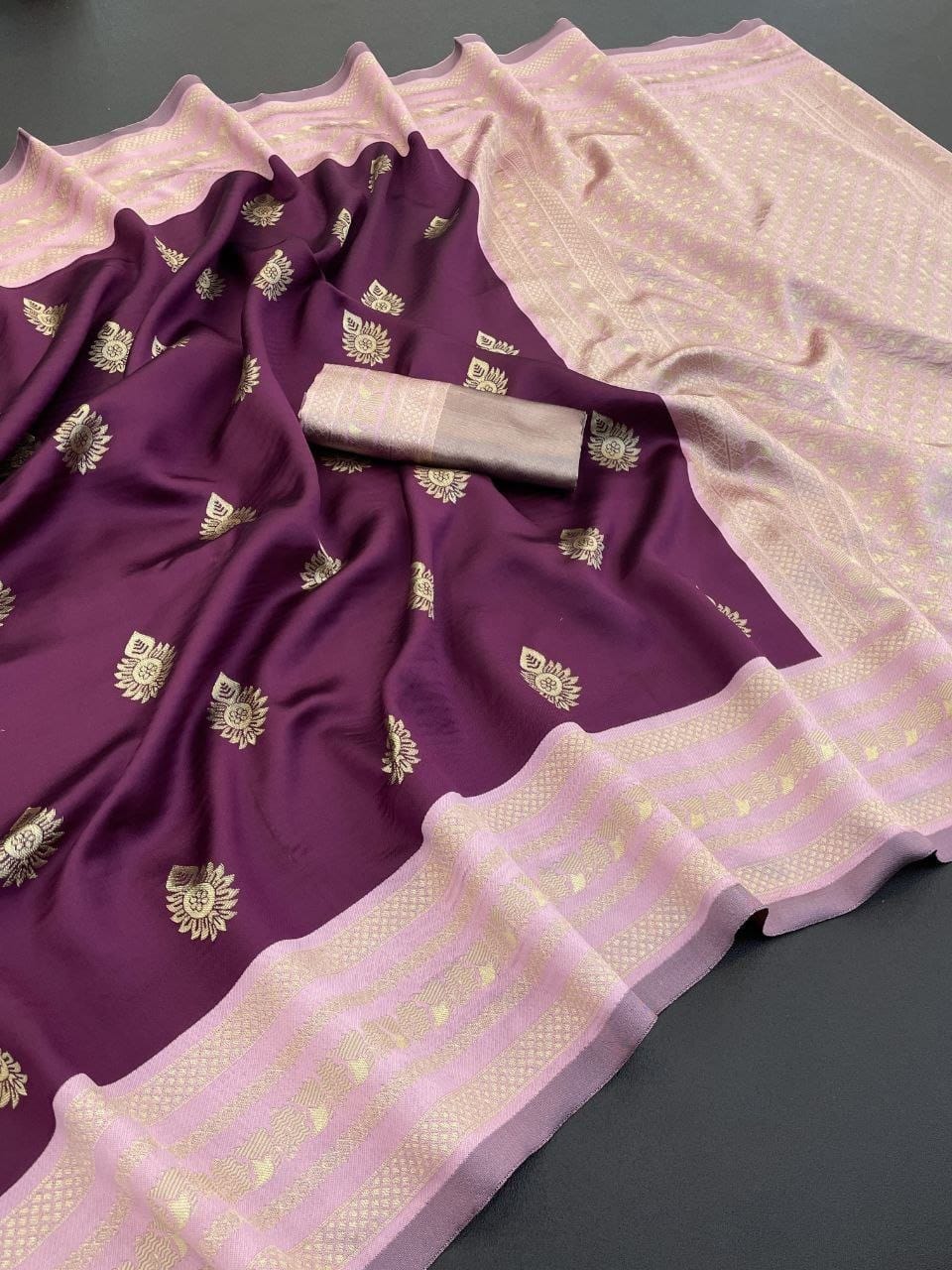 Ishika Soft Lichi Silk Saree with Rich Jacquard Border & Pallu | Wedding & Party Wear Saree