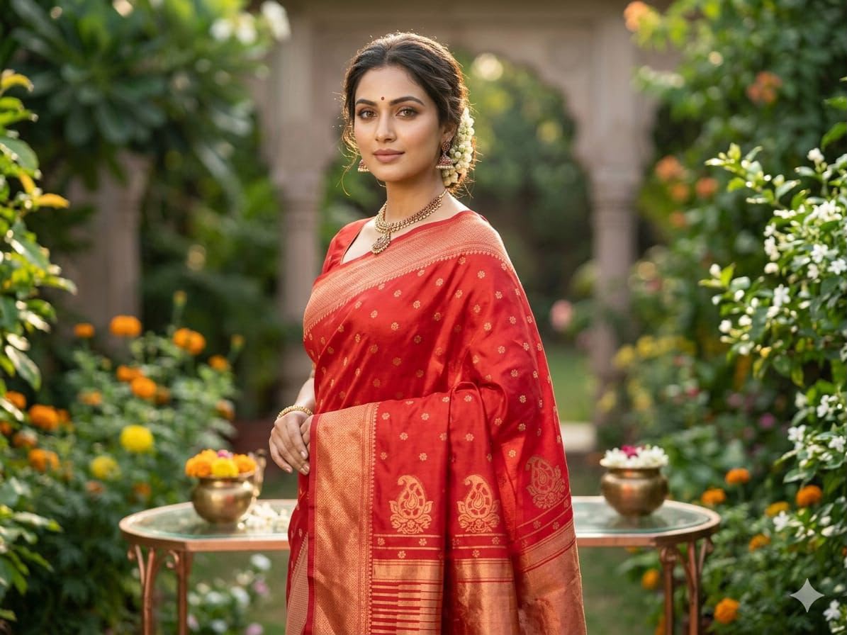 Premium Soft Lichi Silk Banarasi Saree with Rich Jacquard Weaving Pallu & Designer Blouse | Wedding & Festive Wear