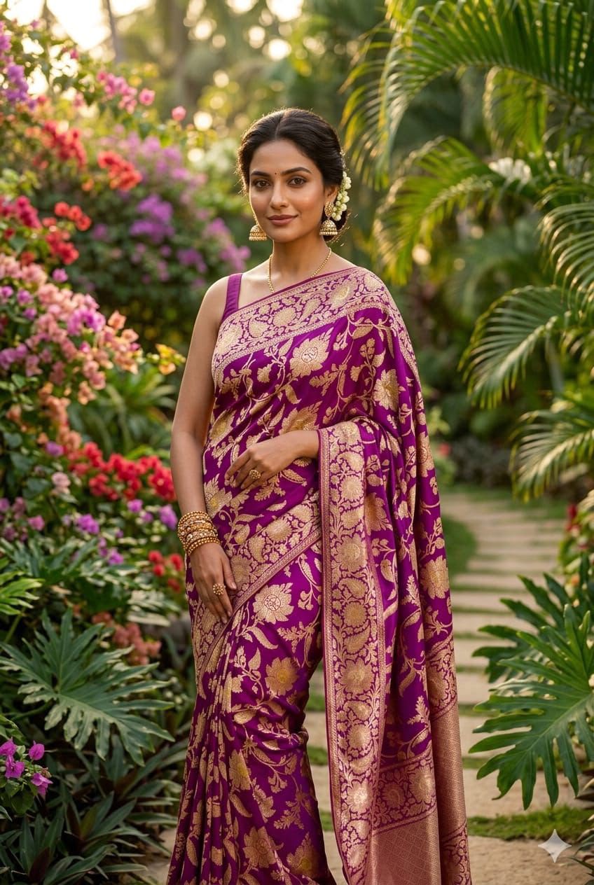 Premium Soft Lichi Silk Banarasi Saree with Rich Jacquard Weaving Pallu & Designer Blouse | Wedding & Festive Wear