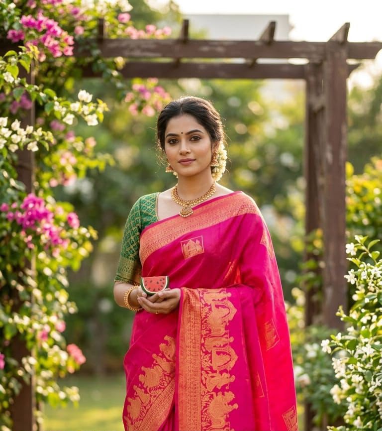 Premium Soft Lichi Silk Banarasi Saree with Rich Jacquard Weaving Pallu & Designer Blouse | Wedding & Festive Wear