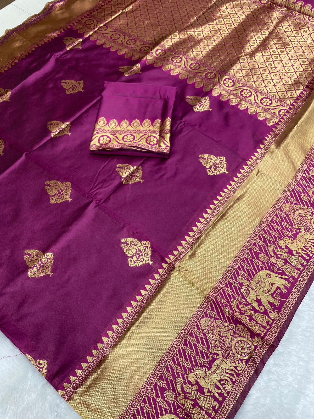 Premium Soft Lichi Silk Banarasi Saree with Rich Jacquard Weaving Pallu & Designer Blouse | Wedding & Festive Wear