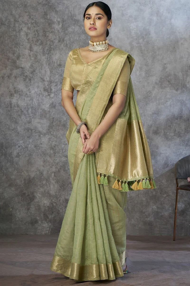 Pure Khadi Cotton Handloom Saree with Rich Pallu & Weaving Blouse | Premium Cotton Saree for Women