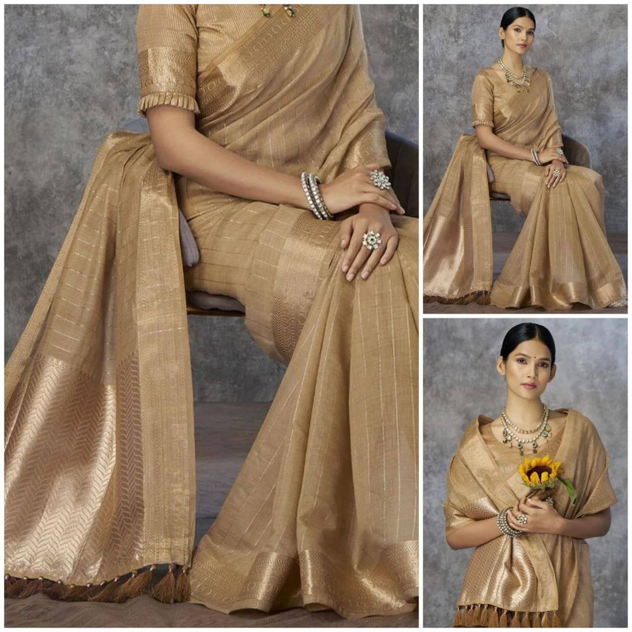 Pure Khadi Cotton Handloom Saree with Rich Pallu & Weaving Blouse | Premium Cotton Saree for Women