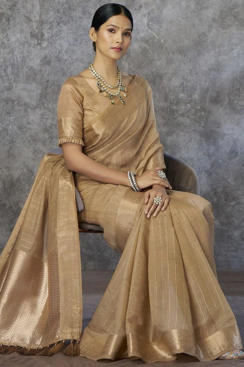 Pure Khadi Cotton Handloom Saree with Rich Pallu & Weaving Blouse | Premium Cotton Saree for Women