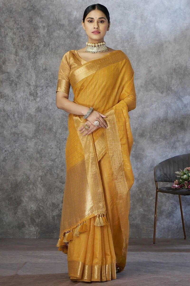 Pure Khadi Cotton Handloom Saree with Rich Pallu & Weaving Blouse | Premium Cotton Saree for Women