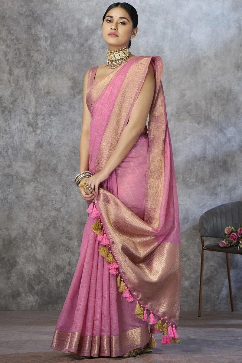 Pure Khadi Cotton Handloom Saree with Rich Pallu & Weaving Blouse | Premium Cotton Saree for Women