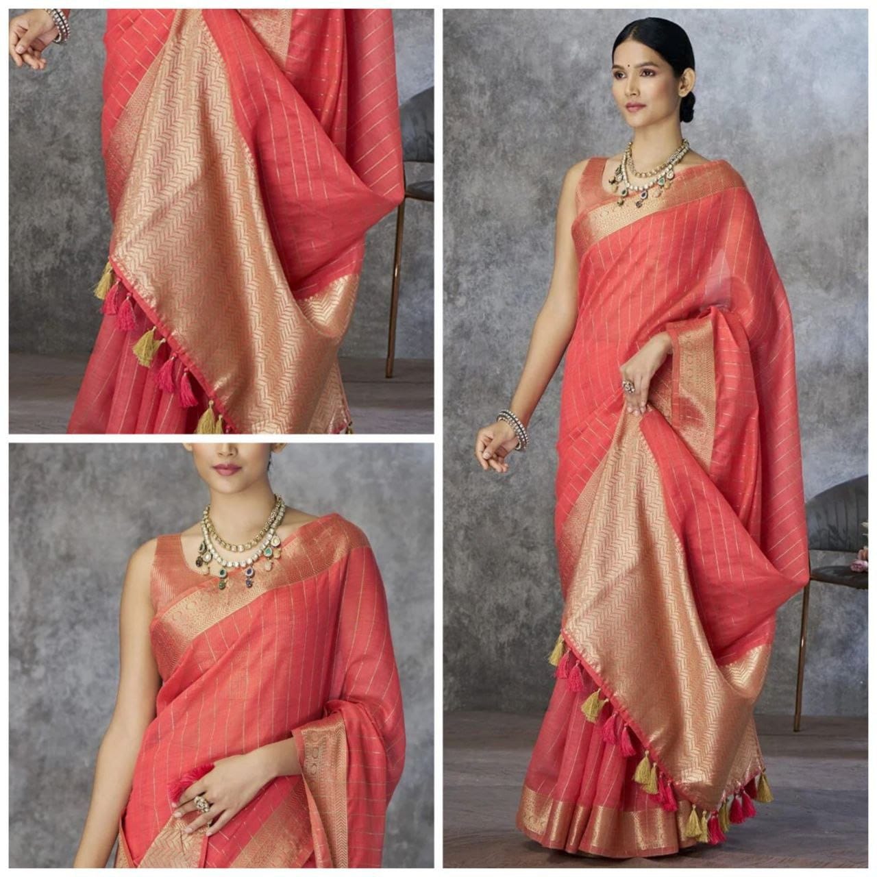 Pure Khadi Cotton Handloom Saree with Rich Pallu & Weaving Blouse | Premium Cotton Saree for Women