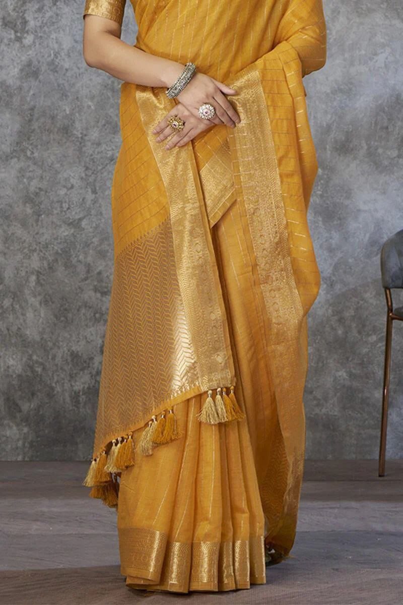 Pure Khadi Cotton Handloom Saree with Rich Pallu & Weaving Blouse | Premium Cotton Saree for Women