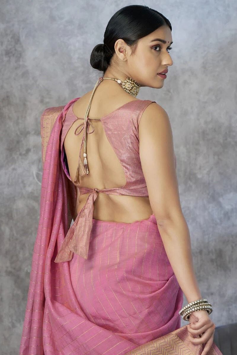 Pure Khadi Cotton Handloom Saree with Rich Pallu & Weaving Blouse | Premium Cotton Saree for Women