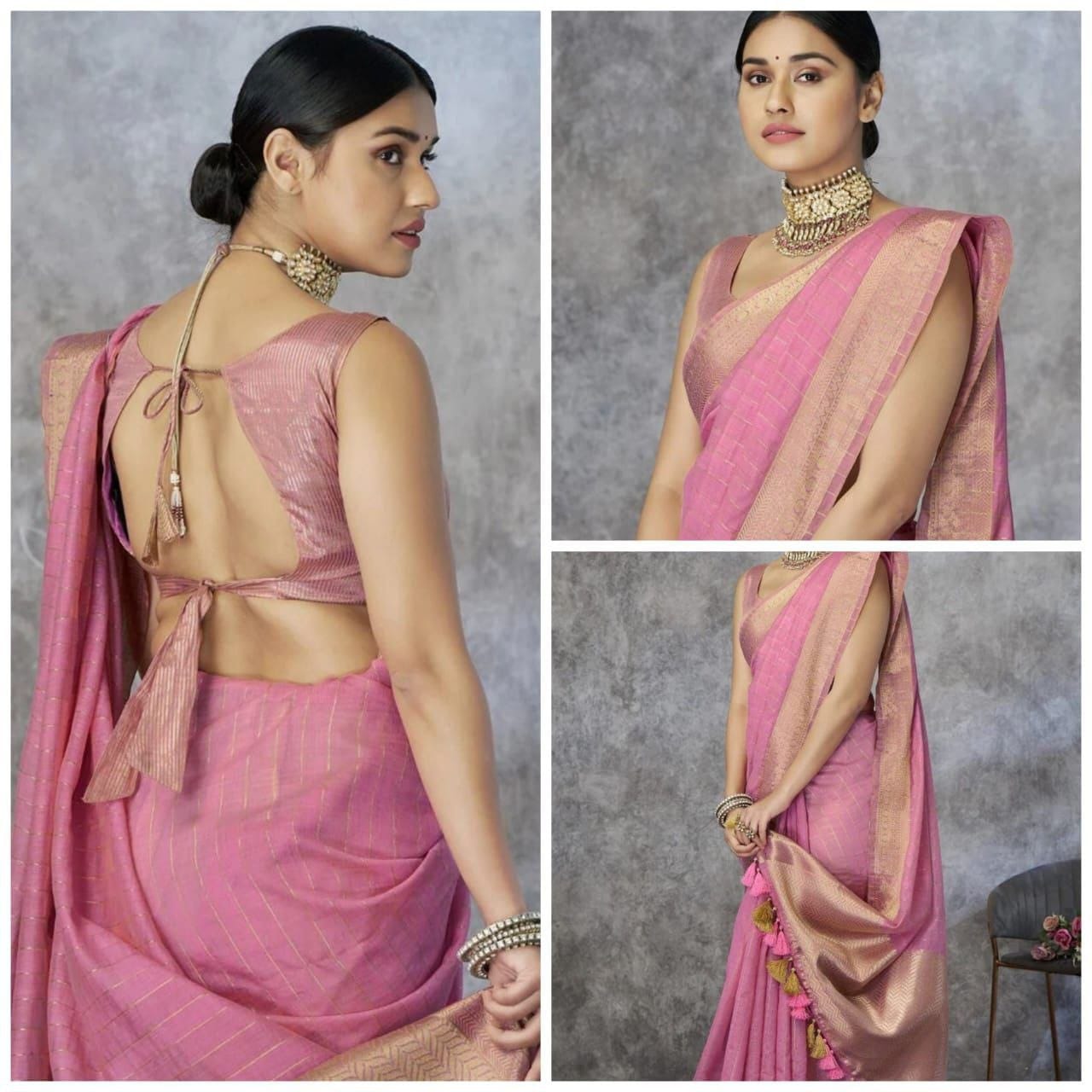 Pure Khadi Cotton Handloom Saree with Rich Pallu & Weaving Blouse | Premium Cotton Saree for Women
