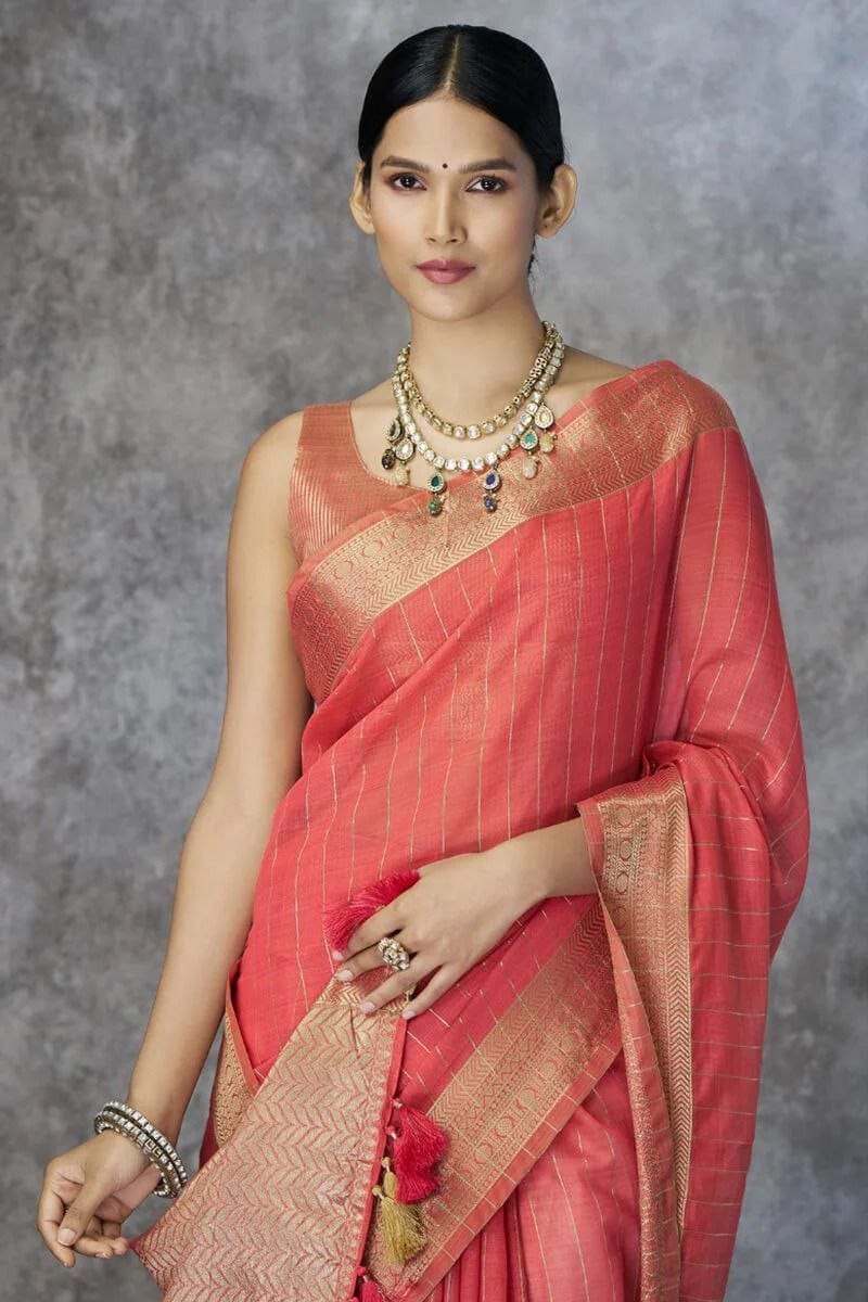 Pure Khadi Cotton Handloom Saree with Rich Pallu & Weaving Blouse | Premium Cotton Saree for Women