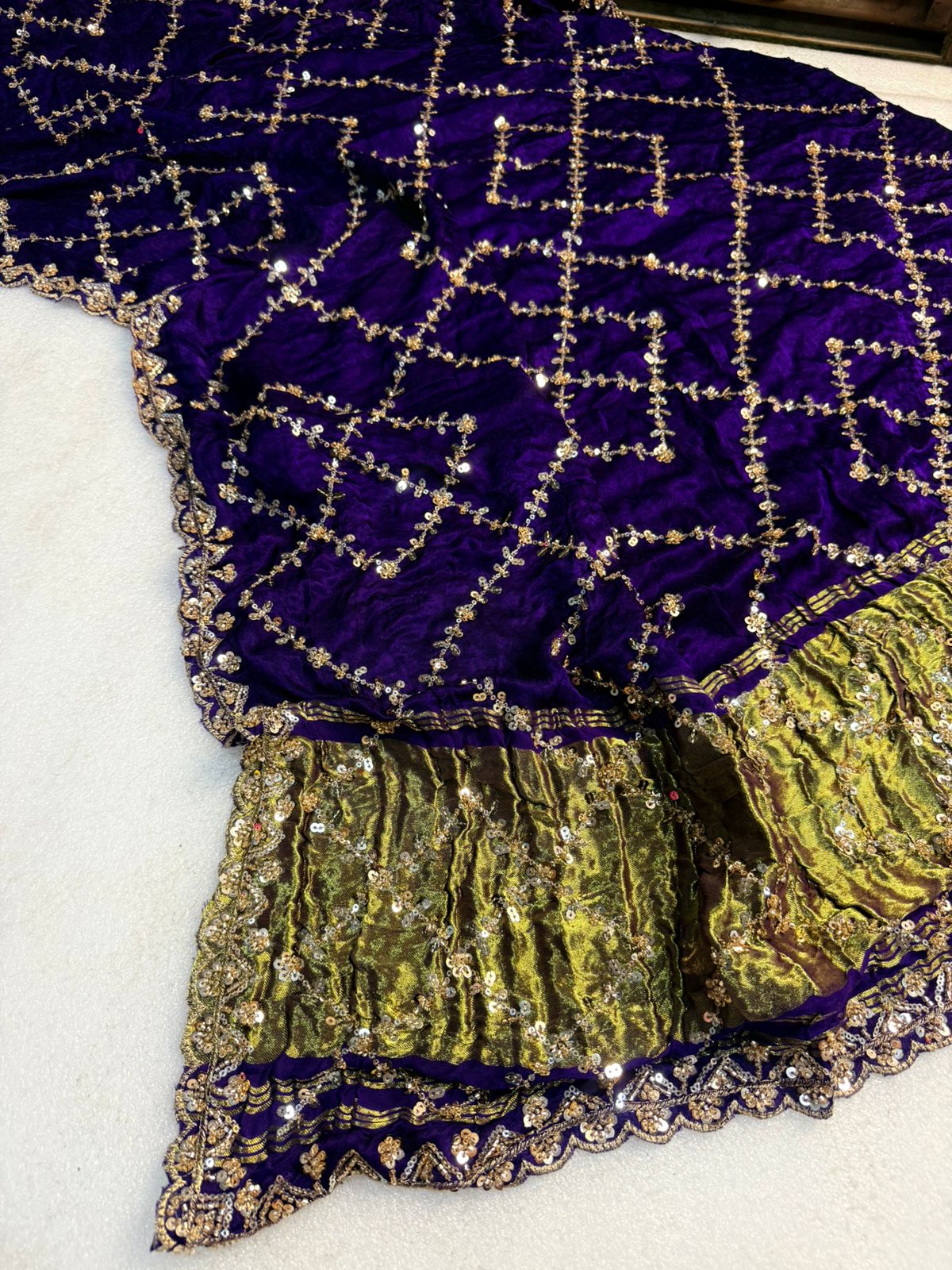 Original Pure Gaji Silk Bandhani Saree with Pati Hand Work | Hand Bandhej Designer Saree