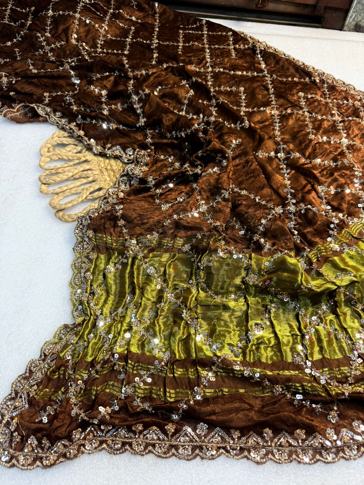 Original Pure Gaji Silk Bandhani Saree with Pati Hand Work | Hand Bandhej Designer Saree
