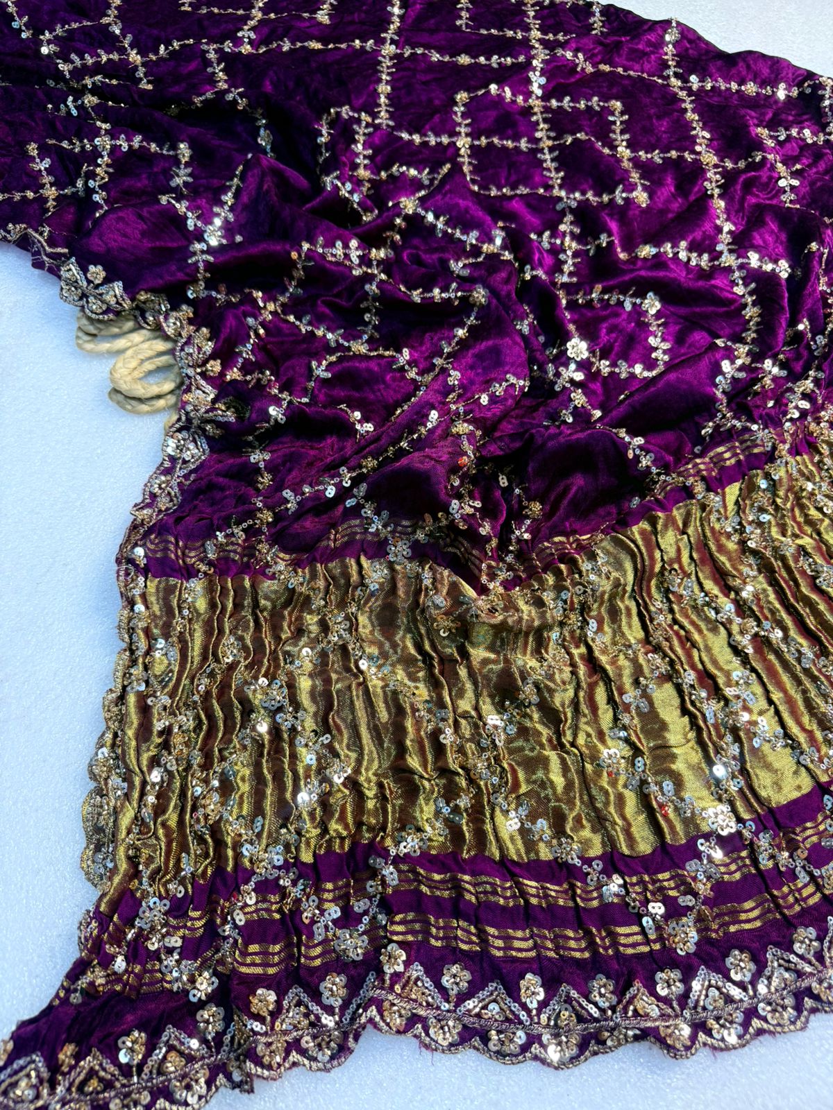 Original Pure Gaji Silk Bandhani Saree with Pati Hand Work | Hand Bandhej Designer Saree
