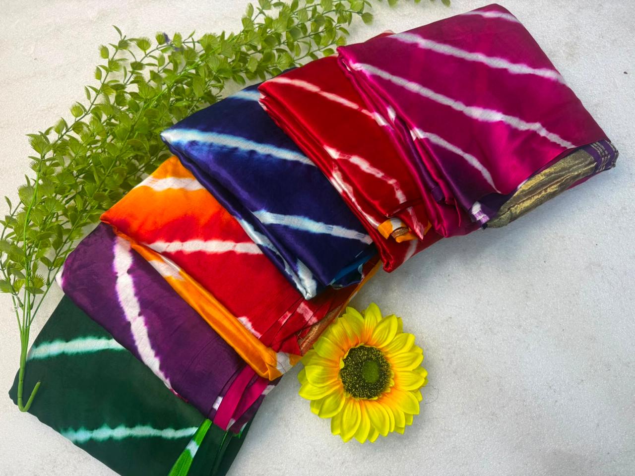 Original Gaji Silk Bandhani Leheriya Saree with Gota Patti Handwork | Pure Model Gaji Silk