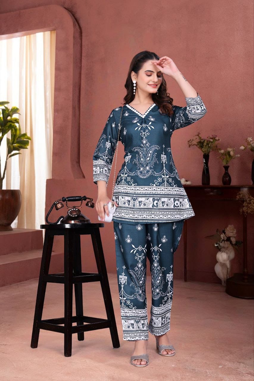Elara Magic Cotton Digital Print Co-ord Set for Women