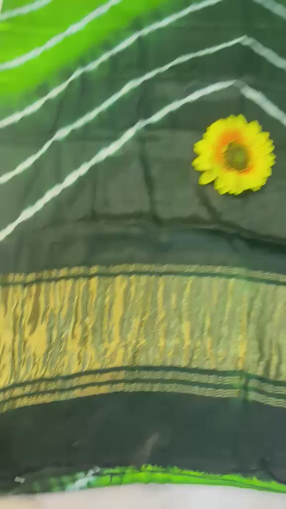Original Gaji Silk Bandhani Leheriya Saree with Gota Patti Handwork | Pure Model Gaji Silk