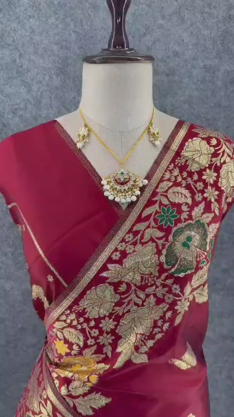 Pure Banarasi Silk Saree with Rich Zari Weaving Pallu