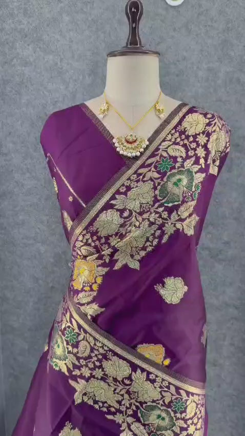Pure Banarasi Silk Saree with Rich Zari Weaving Pallu